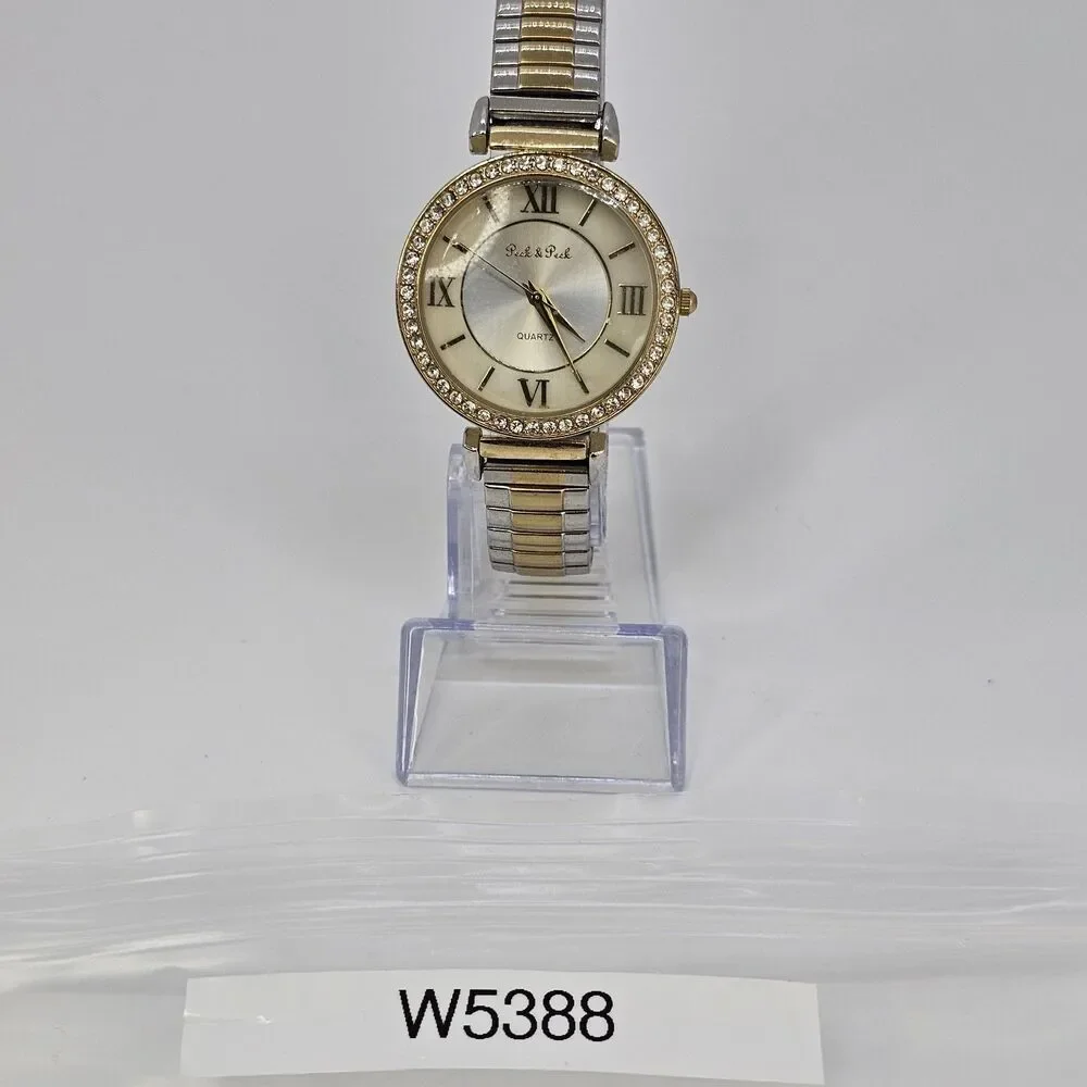 36MM Women's Watch Gold Dial‎ Two Tone Expandable Band 7